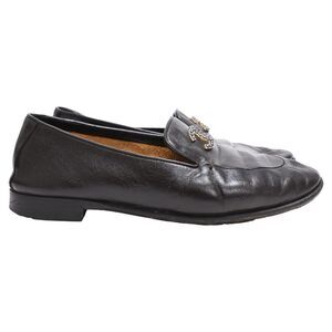 Chanel CC Embellished Loafers in Black Calf Leather